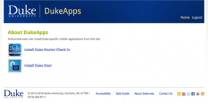 Duke Apps website