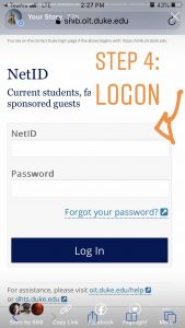 You will be prompted to logon using your Duke NetID and password