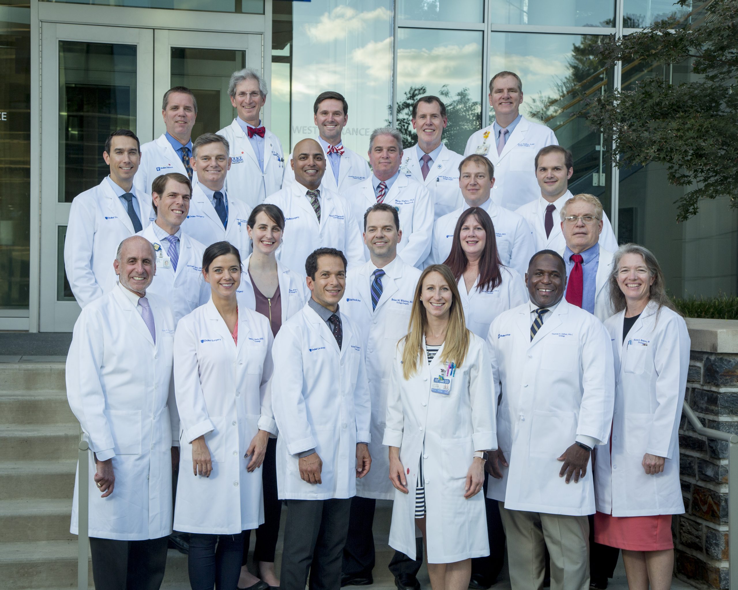 Urology provider team photo on Trent Semans Center steps: one of the several hundred group pictures I've done in my Duke career for the Department of Medicine or School of Medicine.
