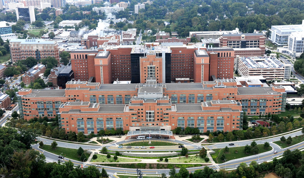 Aerial of Bethesda MD in the Washington DC area